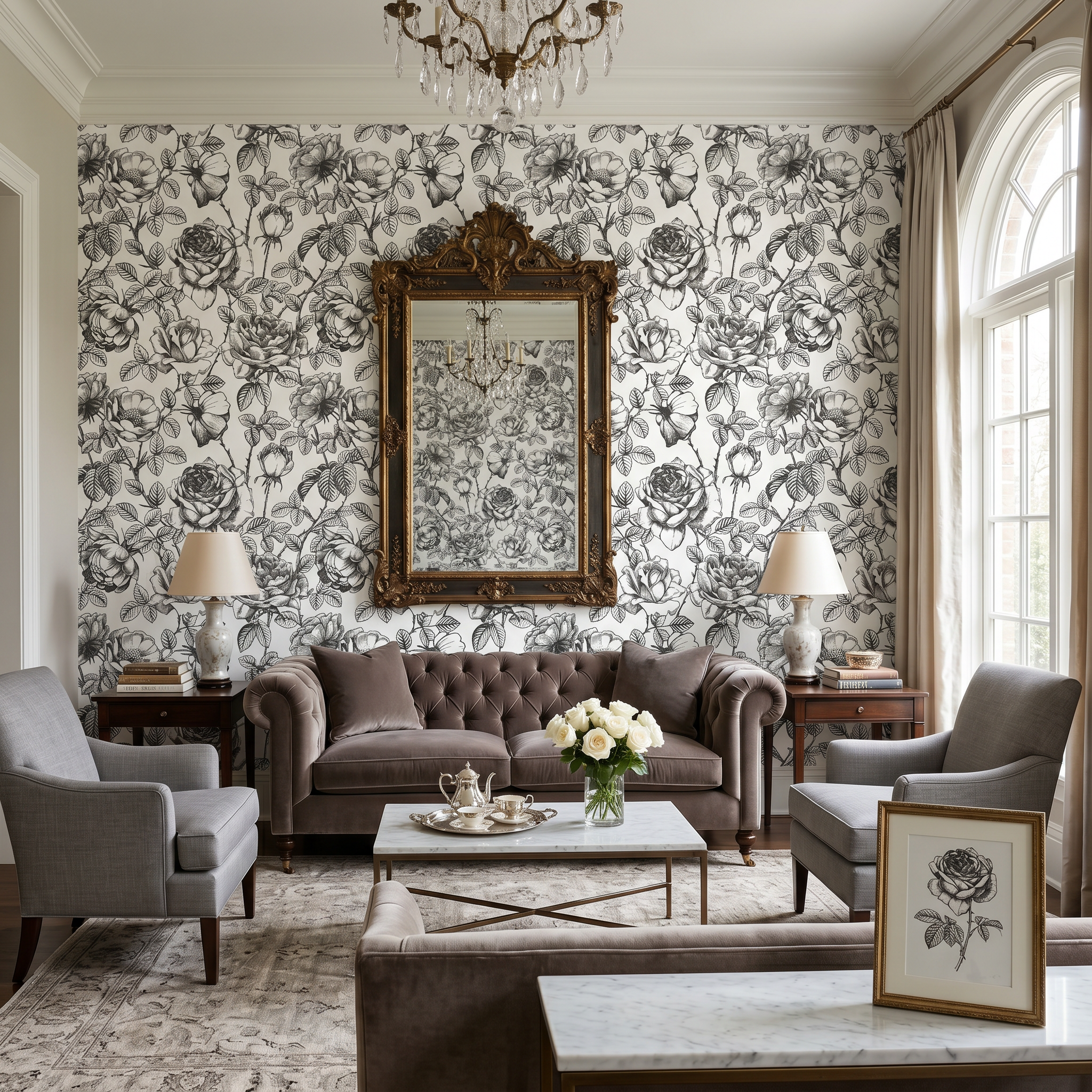 Rose Etching Wallpaper